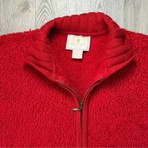 Vintage Express Tricot Sweater Womens Small Red Wool Full Zip Mock Neck 90s